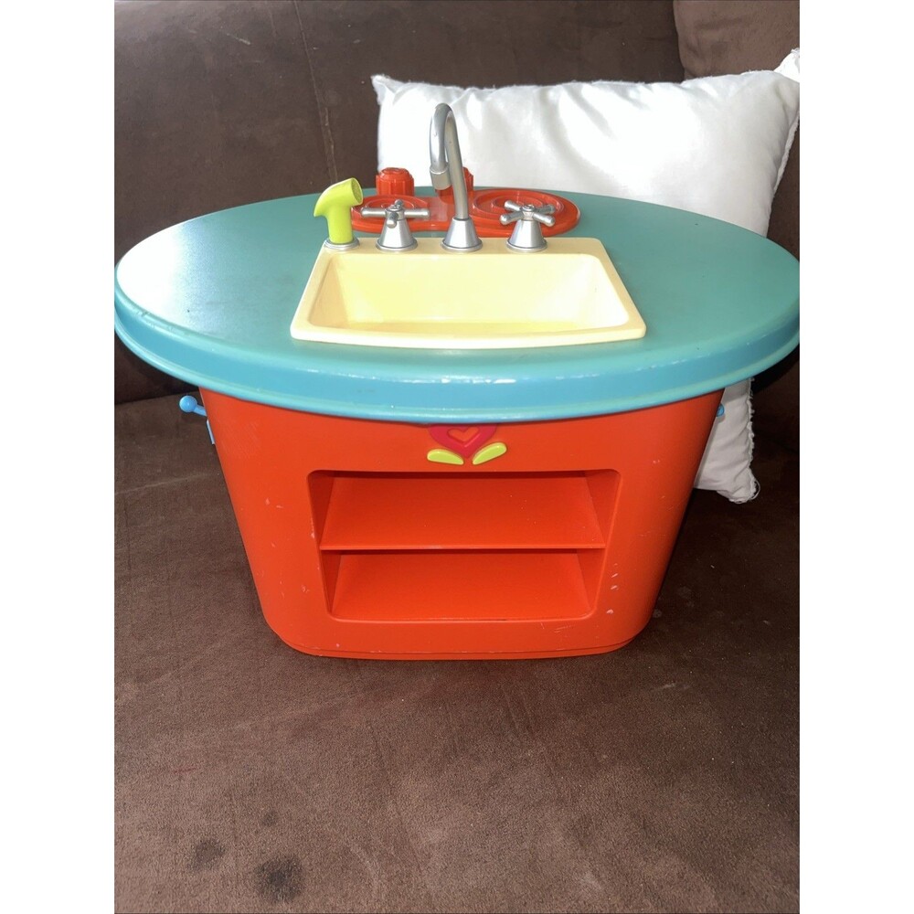 American Girl Bitty Baby kitchen sink pretend play kids children plastic red